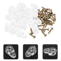 20Pcs Glass Door Retainer Clips Cabinet Panel Clips Clear Mirror Holder Clips with Fixing Screws for Wardrobe Handle Size 1