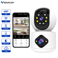 VStarcam 4MP WiFi Camera with Dual Screens Wireless Baby Monitors Smart Home Security Protection Indoor Dual Lens IP Camera