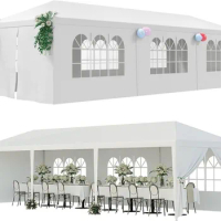 10'x10'/10'x20'/10'x30' Canopy Party Wedding Tent Gazebo Pavilion w/5/6/7/8 Side Walls Outdoor White