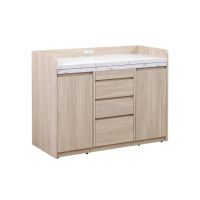 【WAKUHOME 瓦酷家具】Sunday日系原橡木4尺二件式移動餐桌櫃-附插座-B001-460A