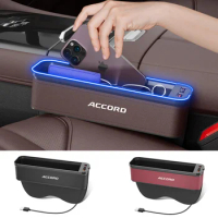 Car Interior LED 7-Color Atmosphere Light Sewn Chair Storage Box For Honda Accord Auto Universal USB Storage Box Accessories