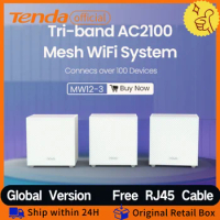 Tenda WIFI Mesh Router AC2100 2.4Ghz 5GHz Tri-band Wireless Repeater MW12 2100mbps Network long range Extender Mesh WIFI Routers