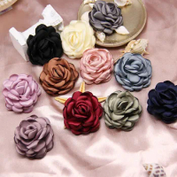 5Pcs 5cm Fashion Cloth Art Burning Edge Rose Flower DIY Craft Supplie Wedding Decor Headwear Hair Accessories Sewing Materials