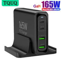 TQUQ 165W USB-C GaN Charger 4port PD 100W 65W QC 22.5W Power Adapter Fast Charging Station for MacBook iPhone 14 Xiaomi Samsung