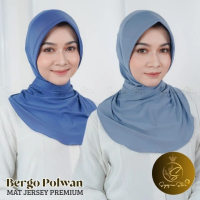 Syofrin Store Jilbab Dinas Polwan Pns Bergo Dewasa Sporty Instan Bahan KAUS JERSEY SUPER PREMIUM War