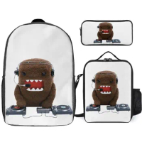 DJ Domo-Kun For Sale 3 in 1 Set 17 Inch Backpack Lunch Bag Pen Bag Summer Camps Graphic Lasting Toot