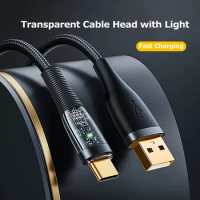 6A USB Type-C Fast Charging Cable Transparent Head With Indicator Light Type C Micro USB Lightning for iPhone Android Huawei Mob