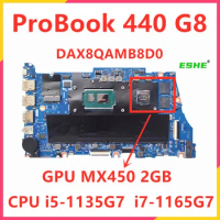 DAX8QAMB8D0 For HP ProBook 440 G8 Laptop Motherboard M21702-601 M21708-601 M21688-601 With i5-1135G7 i7-1165G7 CPU MX450 2G GPU