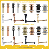 Basin Sink Pop-Up Push-Open Waste Stopper Siphon Water Hose Drain Bottle Trap Round Solid Brass Bathroom Faucet Accessories