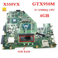 X550VX Onboard 4GB I7-6700HQ CPU GTX950M 2GB Mainboard For ASUS X550VX X550V W50VX laptop notebook Motherboard
