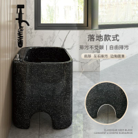 優樂悅~陶瓷黑色陽臺拖把池室外庭院拖布地盆高腳戶外仿古洗拖墩布池水槽