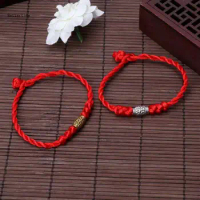 B36D Handmade Chinese Feng Shui Lucky Red String Bracelets Chinese New Year Red Rope Jewelry for Men Women Families Friends