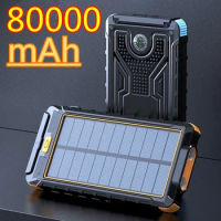 80000mAh Solar Power Bank Portable Charger USB Outdoor Large Capacity External Battery for iPhone Samsung Xiaomi