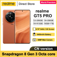Realme GT5 PRO 5G Snapdragon 8 Gen3 144Hz AMOLED Waterproof 5400mAh Battery 100W Charge Realme UI 5.0 50MP Camera AI Control NFC