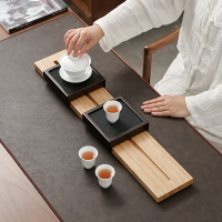 正竹茶盤重竹干泡茶盤自動吸水石瀝水小茶臺功夫茶具家用簡約實木