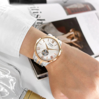 【CITIZEN 星辰】機械錶 自動上鍊 鏤空 藍寶石水晶玻璃 不鏽鋼手錶 銀白x鍍玫瑰金 40mm(NH9136-88A)