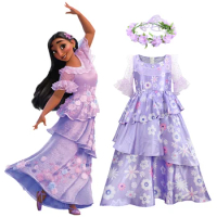Encanto Costume Isabela Madrigal Cosplay Costume Disney Isabela Princess Dress Halloween Clothes for Women Girl Adult Children