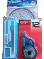 Paket Alat Tulis 4 (3 Pcs) (Perlengkapan Sekolah) 1 pcs Busur Jangka, 1 pcs Penggaris Busur Lingkar 
