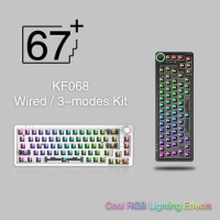 For 3Pin/5Pin Switch Knob Hot Swap Mechanical 68 Keys Keyboard Wireless Bluetooth 3 Mode RGB Backlit Gamer 60% Keyboard Kit