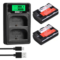 2Pcs LP-E6 LP-E6N Battery + LCD Dual Charger with Type C for Canon EOS 6D 7D 5D Mark II III IV 5D 60