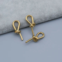 10Pcs Raw Brass Simple Knotted Earrings Base Connectors Linkers For DIY Earrings Jewelry Accessories