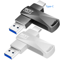 OTG USB3.2 Flash Drives Metal Pen Drive 128GB Business Memory Stick Type-C Storage Devices Pendrive U Disk 128 256 512 gb