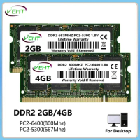 VEHT DDR2 2GB 4GB Laptop Memories Ram PC2 5300 6400 1.8V 200Pin SODIMM Non-ECC Unbuffered 667 800Mhz Notebook Memory Ram
