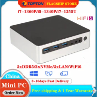 Topton 13th Gen Mini Gaming PC i7 1360P i5 1340P 2xDDR5 4800MHz 2*NVMe Windows 11 NUC Mini PC Portable Computer 2 LAN HTPC WiFi6
