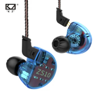 KZ ZS10 4BA 1DD HIFI Headset Hybrid In-ear Earphone Sport Noise Cancelling Headset With 2PIN Cable ZSX AS10 ZSN ZSTX VX CA16 C12