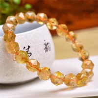 Natural Brazil Citrine Doppel Herz New Cut Surface Bracelet Yellow Tower Crystal