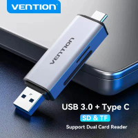 ตัวอ่านการ์ด SD Vention USB Type C ไปยังอะแดปเตอร์การ์ด Micro SD TF อุปกรณ์เสริมแล็ปท็อป โทรศัพท์ หน