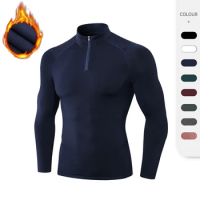Winter Long-Sleeve Thermal Shirts Elastic Running Gym Shirts Sport Tshirt Compression Shirts Bodybuilding Fitness Top Sportswear