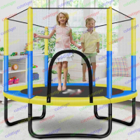 60 Inch Kids Jumping Bed Round Children's Mini Trampoline Enclosure Net Pad Outdoor Exercise Home Toys Hop Couch Support 250 KG