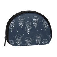 Jellyfish 3D Printing Coin Purse Ladies Shopping Portable Silver Bag Travel Mini Credit Card ID Gift