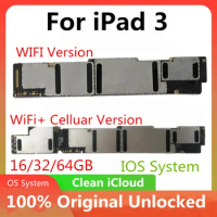 100% Original unlocked No icloud For iPad 3 motherboard A1416 Wifi Version and A1430/A1403 3G Version Logic board 16GB/32GB/64GB