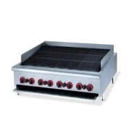 American Style Lpg Gas Beef Pork Griddle With Stainless Steel Body 8 Burner Lava Rock Grill Commercial Table Top Cooking Griddle