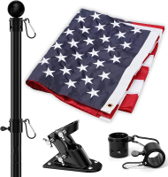American Flag and Flag Pole for House Outside 5ft Heavy Duty Flag Pole Kit with 3x5 Embroidered USA 