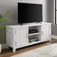 Buren Classic Grooved Door TV Stand for TVs up to 65 Inches, 58 Inch, Solid White