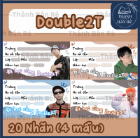 Bộ 20 Nhãn vở in hình Double2T, kích thước 7.4x4.2cm