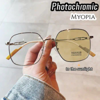 Unisex Luxury Photochromic Minus Diopter Glasses Fashion Changing Color Sunglasses Women Myopia Eyeglasses Sun Shades Eyewear