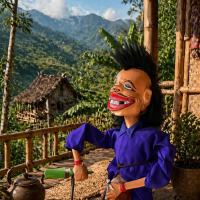 Wayang Golek Buta Abok/Mabok Ukuran +65Cm Untuk Dalang, Wayang Golek Buta Mabok Ukuran Pentas Seni, 