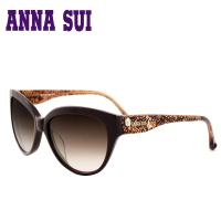【Anna Sui】日本安娜蘇 晶鑽蕾絲鏡腳設計太陽眼鏡(咖啡色-AS875-173)