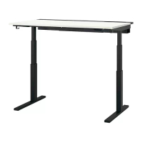 MITTZON 升降式工作桌, 電動 白色/黑色, 140x80 公分