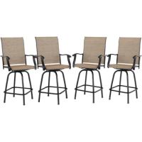 Outdoor Patio Swivel Bar Stools with Back, Bar Height Patio Chairs for Outside, Set of 4