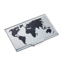 德國TROIKA精緻打凸世界地圖名片夾CDC15-02BK/TI鈦黑(防RFID、NFC竊盜防護;卡槽設計;輕薄款)