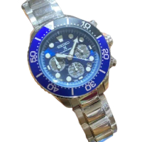 Seiko 42mm Men's Stainless Steel Wristwatch featuring VK Quartz Movement and Sapphire Crystal