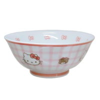 asdfkitty*KITTY泰迪熊格子 陶瓷大碗公 湯碗 拉麵碗 丼飯碗-可微波 可機洗-日本正版商品