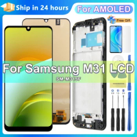 Super OLED For Samsung M31 M315 LCD with Frame, Display Touch Screen Digitizer Assembly for Samsung M315F M315F/DS Replacement
