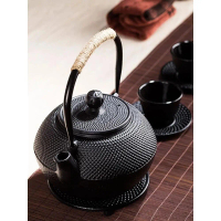 Set teko besi tuang hitam Jepun, teko berkapasiti besar, teko dapur tahan panas, teko air mendidih,