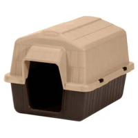 Pet III Plastic Outdoor Dog House XS pets, up to 15 pounds, brown and beige